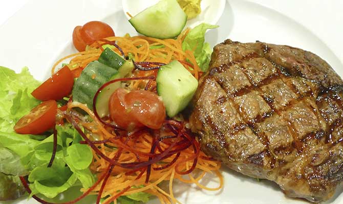 Steak and salad