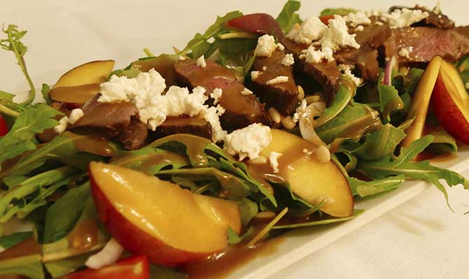 Beef and peach salad